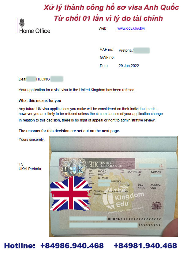 Thư từ chối và visa UK của chú H