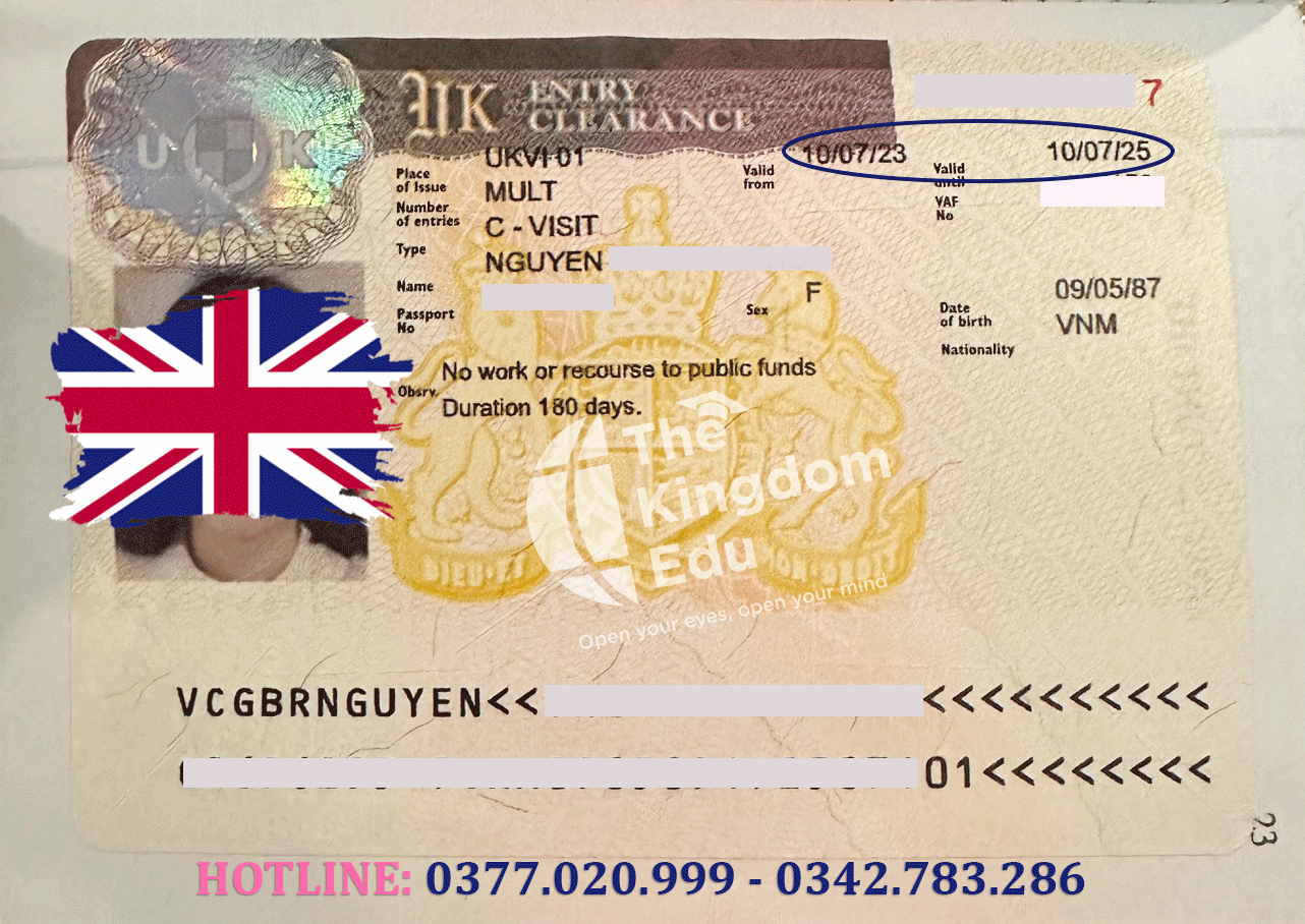 Visa du lịch Anh quốc thời hạn 02 năm của chị Hoa 