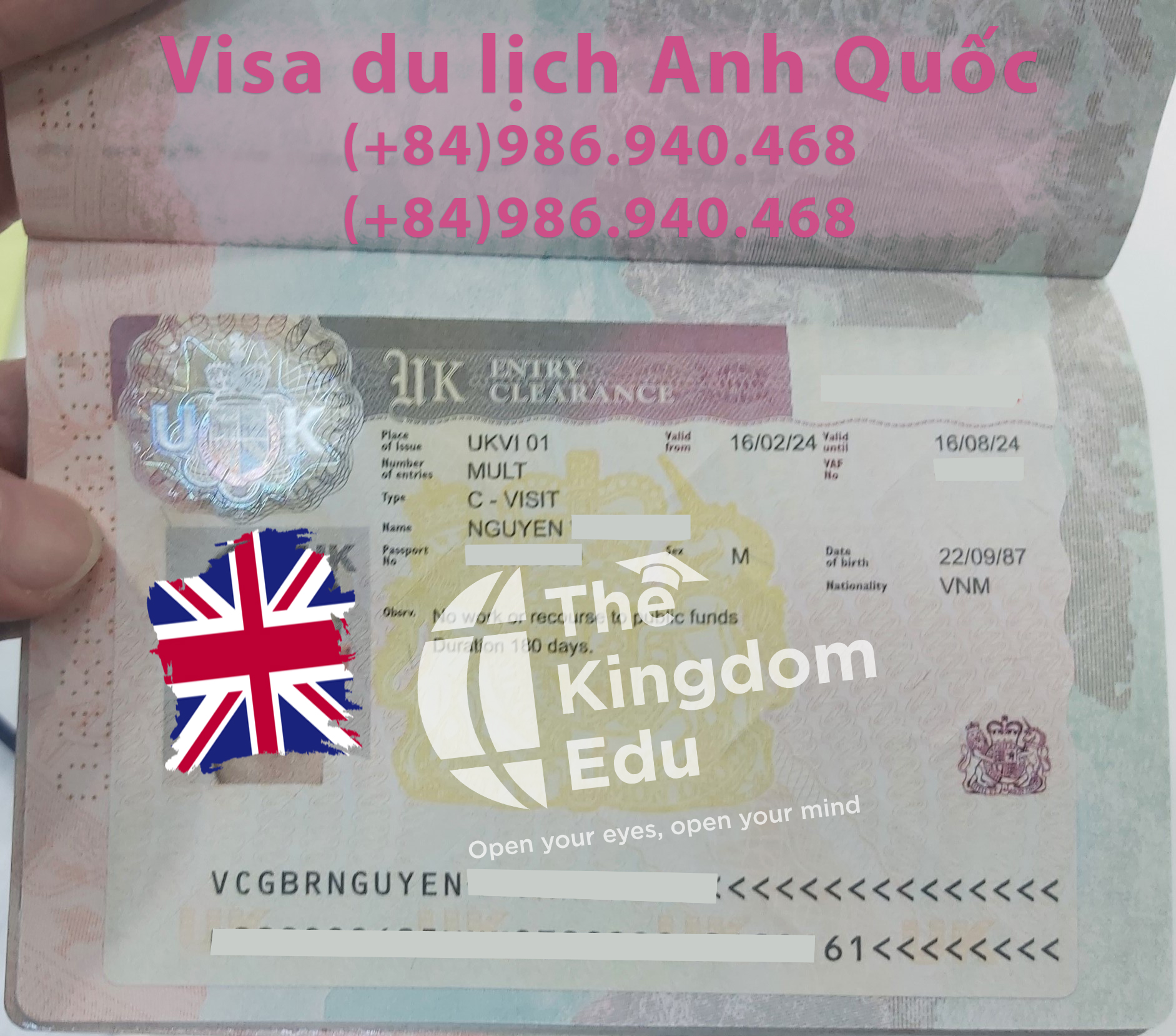 Visa du lịch UK của bạn N.T.V