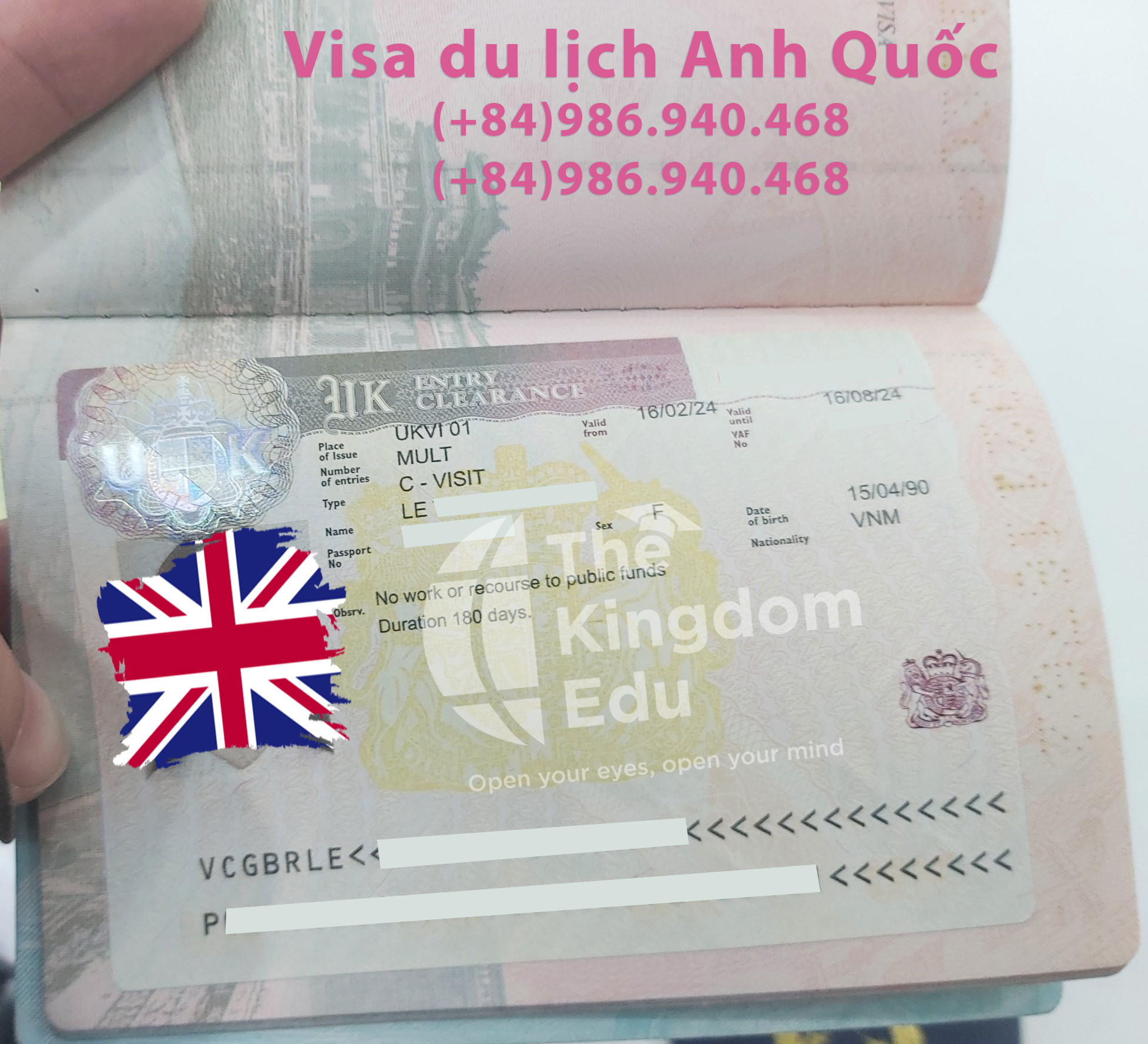 Visa du lịch UK của bạn N.