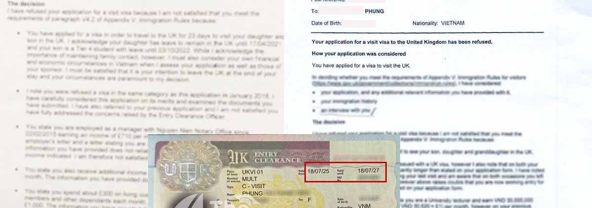 Cô khách hàng nhận visa thăm thân Anh Quốc dài hạn sau 2 lần từng bị từ chối