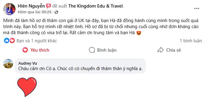 Đánh giá của cô về chất lượng dịch vụ tại The Kingdom Visa
