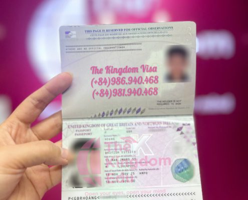 Hộ chiếu UK của khách hàng The Kingdom