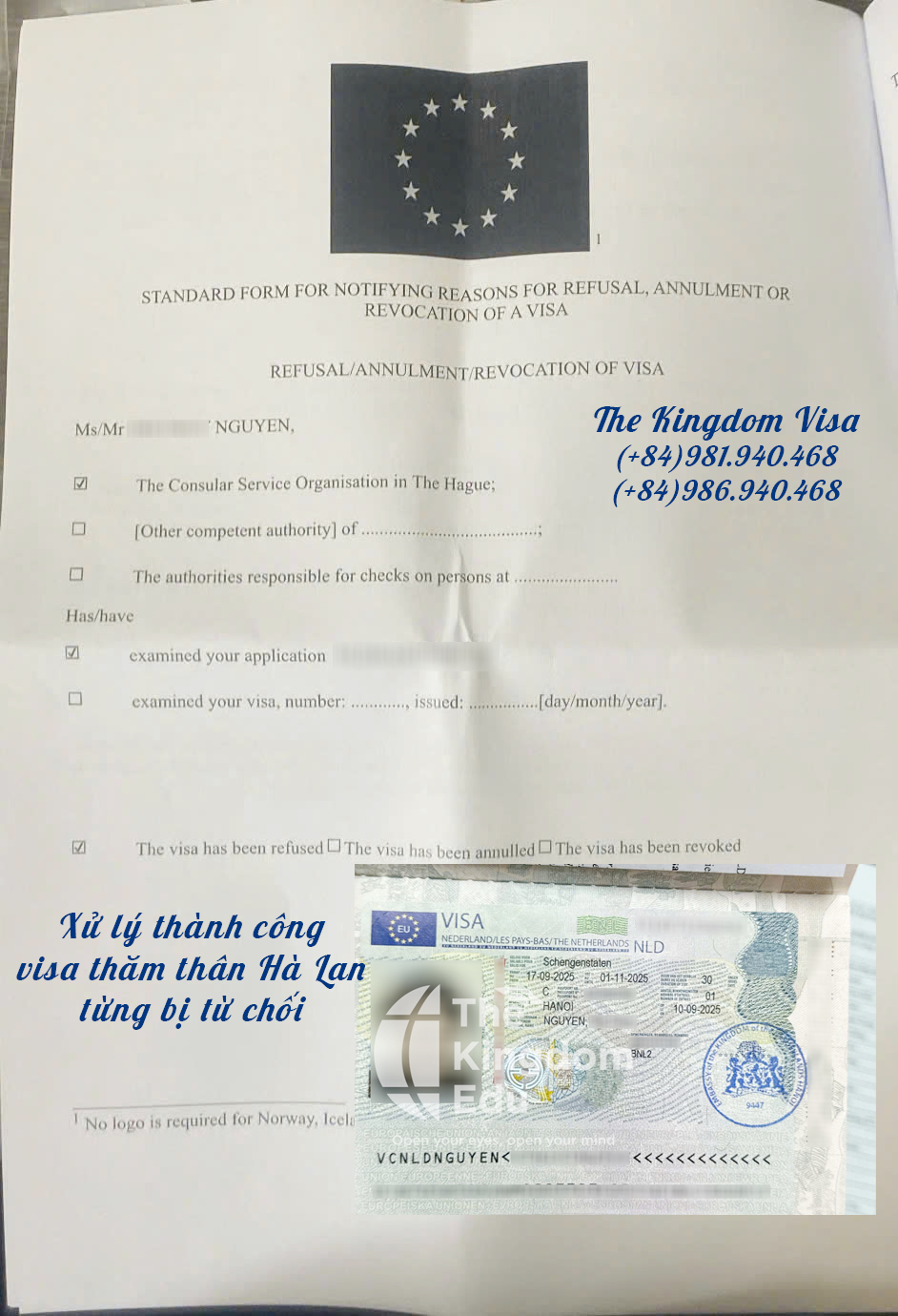 Khách hàng nhận visa thăm thân Hà Lan sau khi bị từ chối