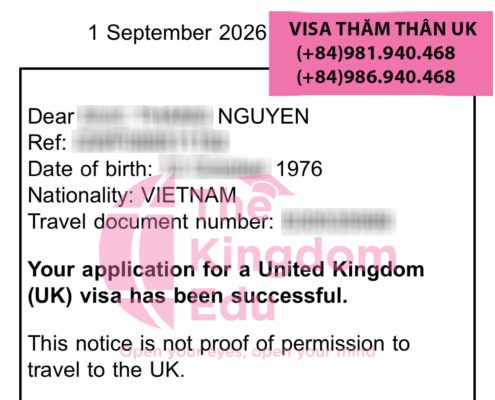 Visa thăm thân, du lịch Anh Quốc của anh nhận sau 2 tuần nộp hồ sơ